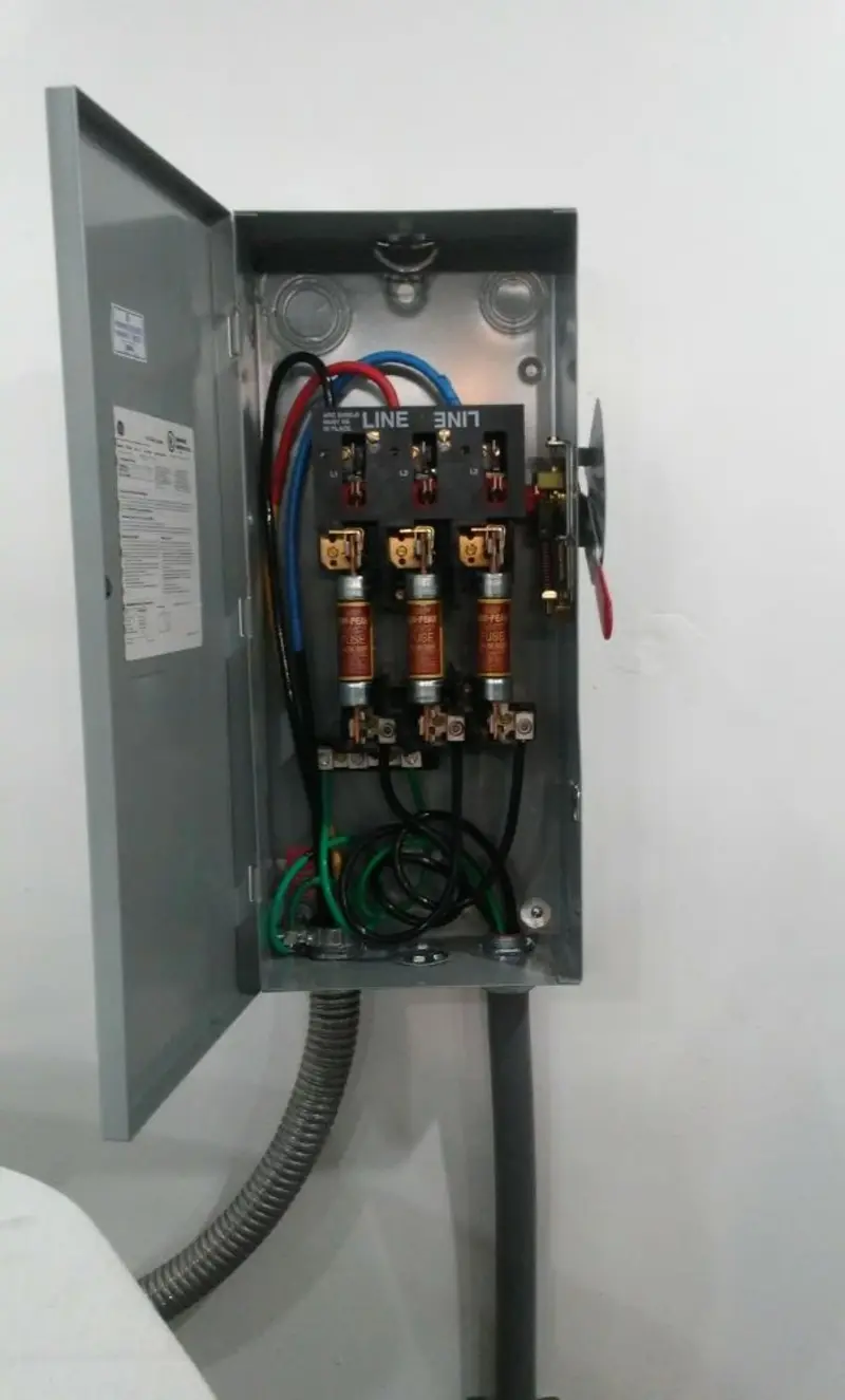 Three-phase disconnect switch installed for Electrical Wiring & Rewiring in Armada